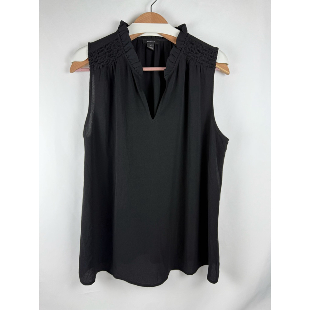 NWOT Women's Halogen Sleeveless Blouse Black Size XL